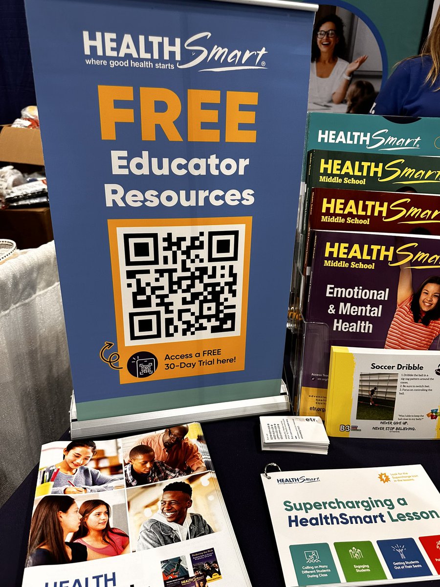 #GetHyped for #healthed at #IAHPERD23! Stop by booth 1 to chat with @JamieSparksWSCC & @ETR_LisaEdelman for all your #healtheducation needs! Scan the QRcode or click the link below for FREE teacher resources to take back to your school! share.hsforms.com/1HhrXaf-VQ6utk…
