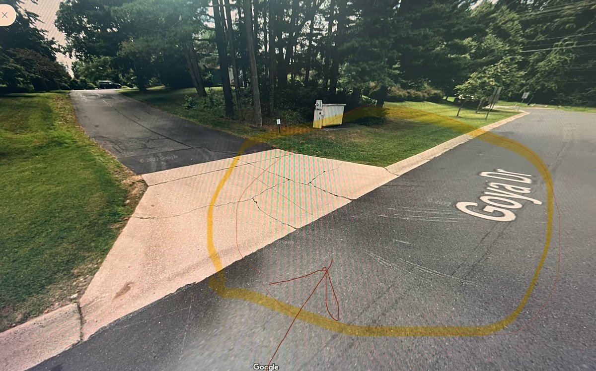 rg_Bits's tweet photo. @311MC311 Trip hazard, caused damage to my new car at cross section of Goya Dr. 
I bet many others have been in the same situation :((
Please fix it before something bad happens https://t.co/i1HWQLa0X3