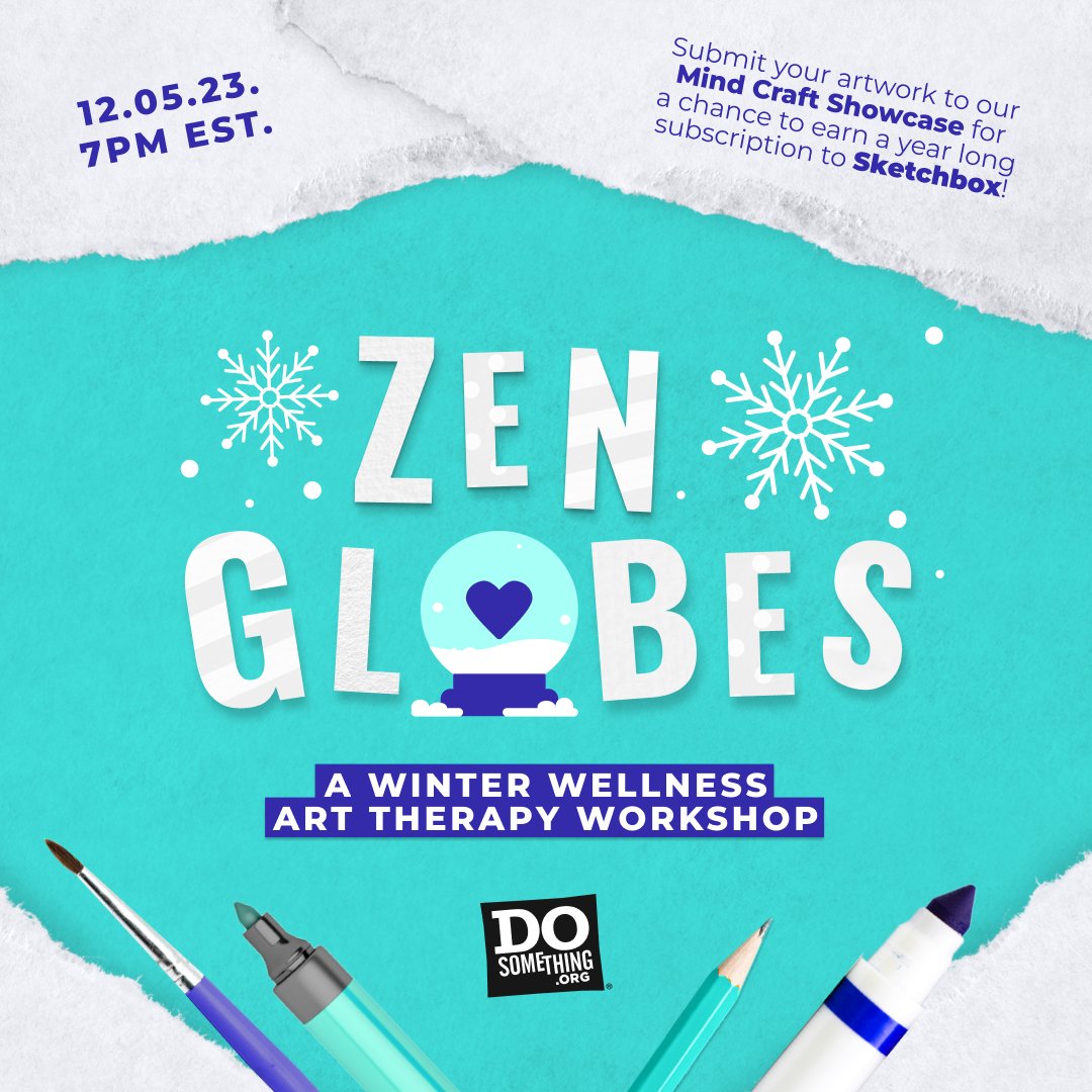 Unleash your creativity and serenity with our Zen Globes, Winter Wellness Workshop! Join us Dec 5, 7:00pm EST for an immersive online experience with art therapist Pierra Brown. Perfect for art lovers seeking seeking balance this holiday season! Sign up: rb.gy/w420ye