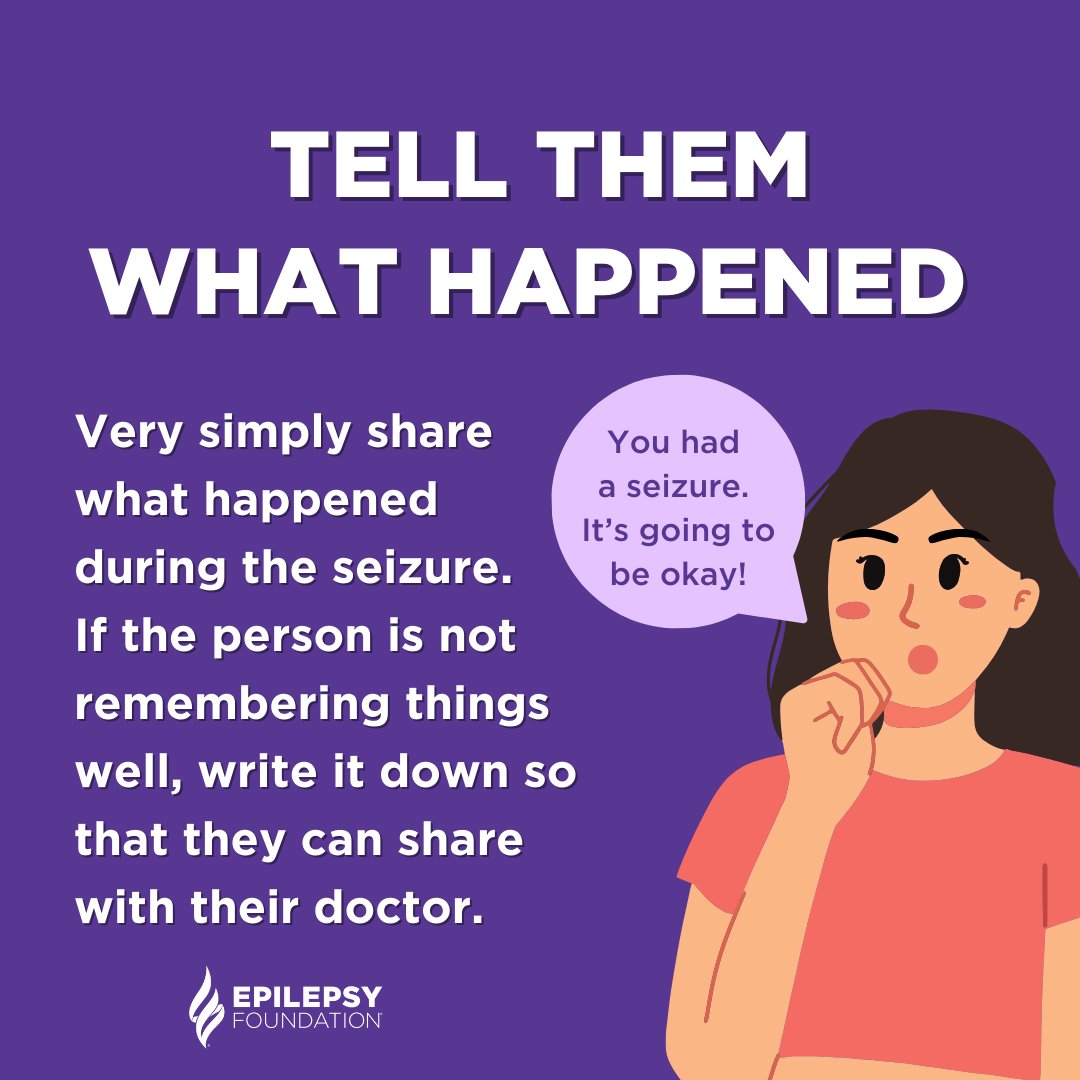 EpilepsyFdn's tweet image. Knowing how to help after a seizure is crucial to providing proper Seizure First Aid and might even help make seizures seem less scary and life more predictable. Learn how to help someone after a seizure: bit.ly/3Gn41Jy