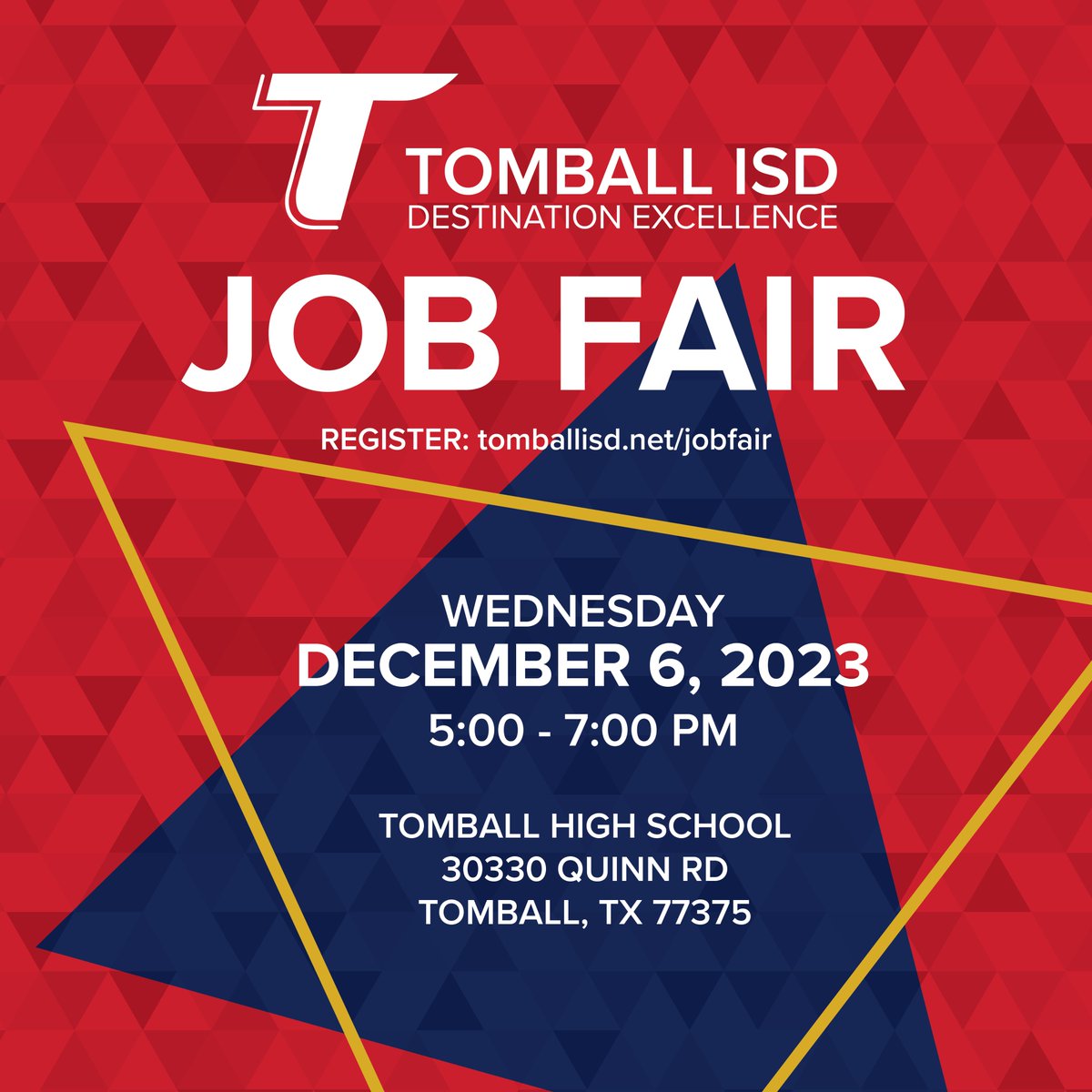 TomballISD's tweet photo. Have you found your Destination? Look no further.

#TeamTomball will host an Ancillary &amp; Paraprofessional Job Fair to land new paraprofessionals and team members to join our ancillary departments.

Register today at https://t.co/Y0oeDEweg1. #DestinationExcellence https://t.co/gMWOxkCj1I