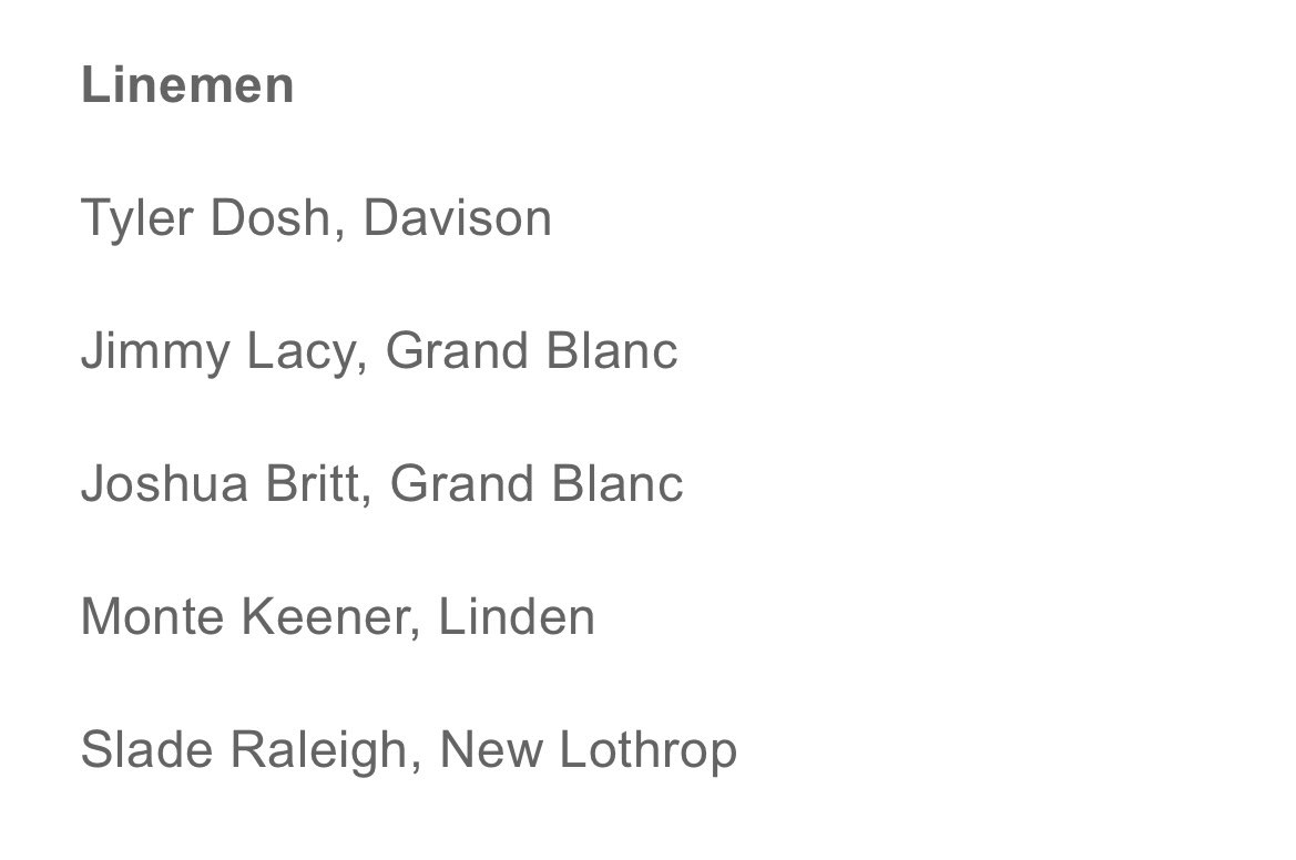 Joshuaabritt's tweet photo. Honored to be listed Flint-area Dream Team Linemen! https://t.co/yS4L94ejej