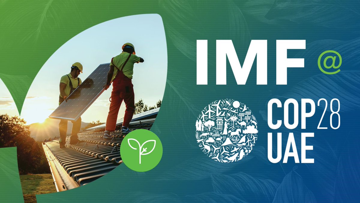 IMFNews's tweet photo. At COP28, the IMF brings its expertise on economic and financial sector policies to help countries reach shared climate goals. Our goals: reducing emissions, increasing climate finance, and easing the transition to low-carbon economies. 

Learn more at https://t.co/HVRFYMK06Q https://t.co/1867D9ZG32