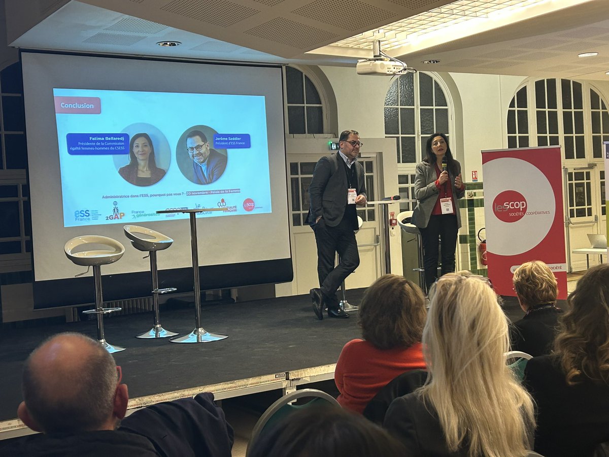 ESS_France's tweet photo. ♎️ Conclusion commune de @jsaddierESS et @FatimaBellaredj, avant de profiter d’un temps de convivialité et d’échanges autour de l’exposition #MatrimoineESS ! https://t.co/CsghrZlYga