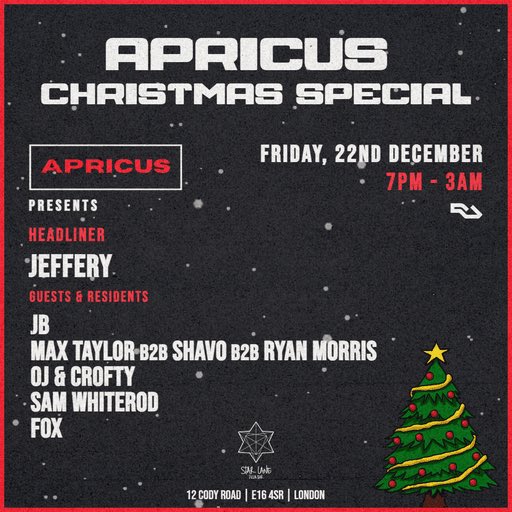 Apricus ‘Christmas Special’🎅🏼🎄

We are excited to announce our Christmas Special where we make our return to Starlane Pizza bar on Friday 22nd December with a special lineup.

£8 Early bird tickets are OUT NOW!! 🎟️

Be quick to get yours as we are expecting a SELL OUT❌