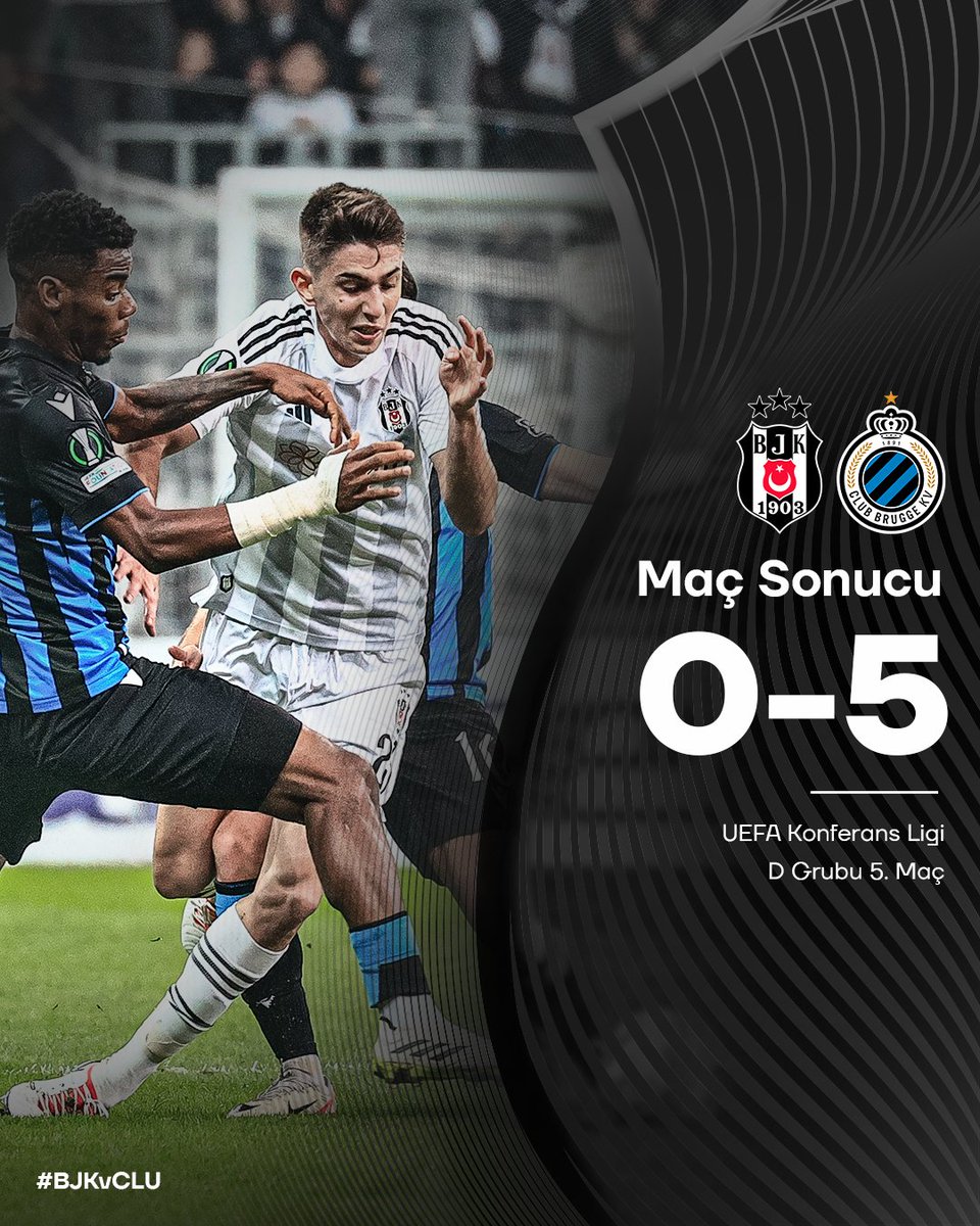 Besiktas's tweet photo. Maç sonucu.

#BJKvCLU | 0:5 https://t.co/AB0lPNI7Af
