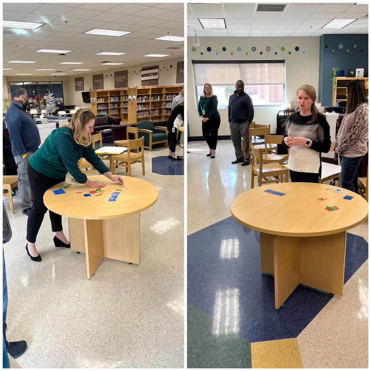 At Middle School Math training talking about the CRA approach and of course these two have their Algebra Tiles with them, so they led a little demonstration! Did such a great job <a href="/MissFleisch/">Melinda Fleischer</a> <a href="/Coach_Jernigan/">Dr. Jernigan</a>