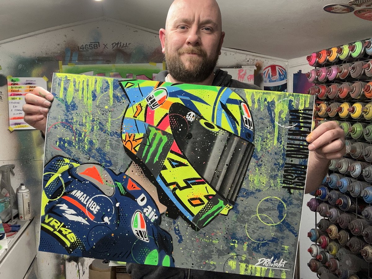 DRAutoart's tweet photo. Been a while since I’ve done one of these! My best selling painting so far. It’s available in my shop now. https://t.co/3b8HFauvr6 #drautoart
☀️🌙

#valentinorossi #rossi #vr46 #graffitiart #motogp #grazievale #vr46tribe #vr46fans #vr46ridersacademy #vr46racing #valentinorossi46 https://t.co/3mKsFTidLx