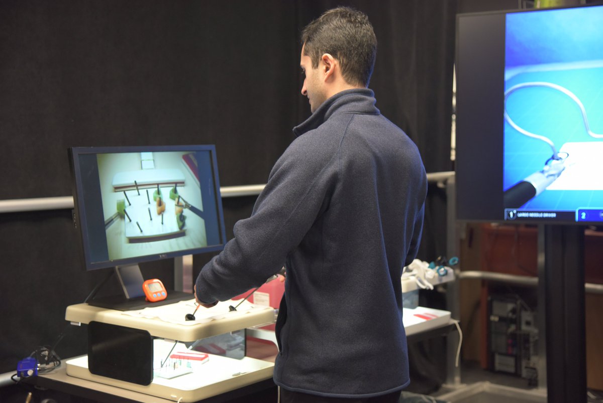 EVMSedu's tweet image. EVMS' Surgery Club recently organized a hands-on session featuring the da Vinci surgical robot and laparoscopy simulators. 

Students put their skills to the test under the guidance and expertise of Dr. Hannah Palin, who was present to provide valuable insights and support.