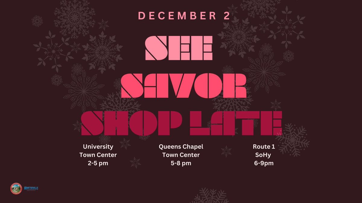 HyattsvilleCDC's tweet photo. ★𝒮ℰℰ + 𝒮𝒜𝒱𝒪ℛ + 𝒮ℋ𝒪𝒫 ℒ𝒜𝒯ℰ★
Join us Dec 2nd Unwrap the Magic: SEE + SAVOR + SHOP LATE. 

Dance + sample food + join the community paint - these are just some of the things happening on that evening! Click this link: 
https://t.co/26jiU9RHhj https://t.co/YRgxGUDr7X