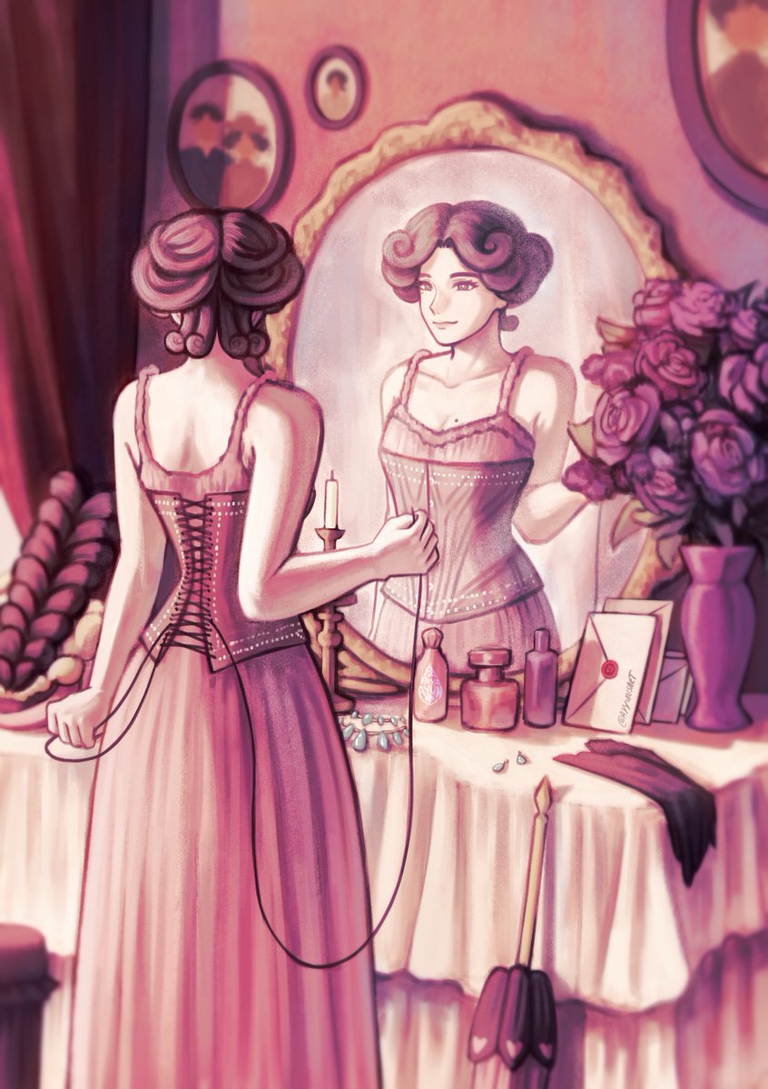 cw: slight (non-sexual) nudity!

I drew my girls, Maria Gorey and Evie Vigil, for The Great Ace Attorney <a href="/TGAAPinupZine/">IN CAMERA 🔞TGAA Pinup Zine</a> !