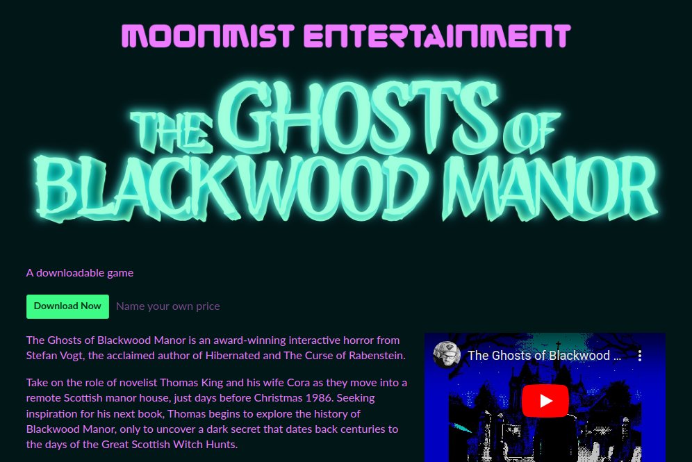 #SaveTheDate My new #Infocom style #gothic #horror #adventure THE GHOSTS OF BLACKWOOD MANOR will be go live on the 2nd of December 12PM CET! Available for almost any home computer of the #80s and #MSDOS. Come fear the dark and get your #1980s nostalgia 8bitgames.itch.io/ghosts