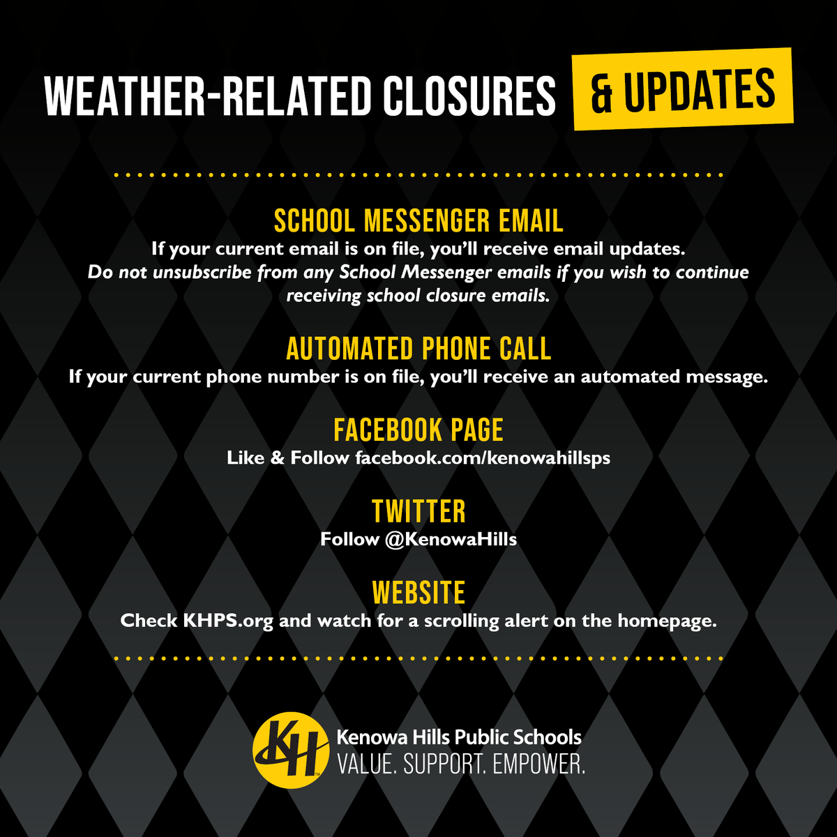 KenowaHills's tweet photo. The winter weather is upon us. Make sure you stay up-to-date when weather-related closures happen! https://t.co/uzf6tCD4OV