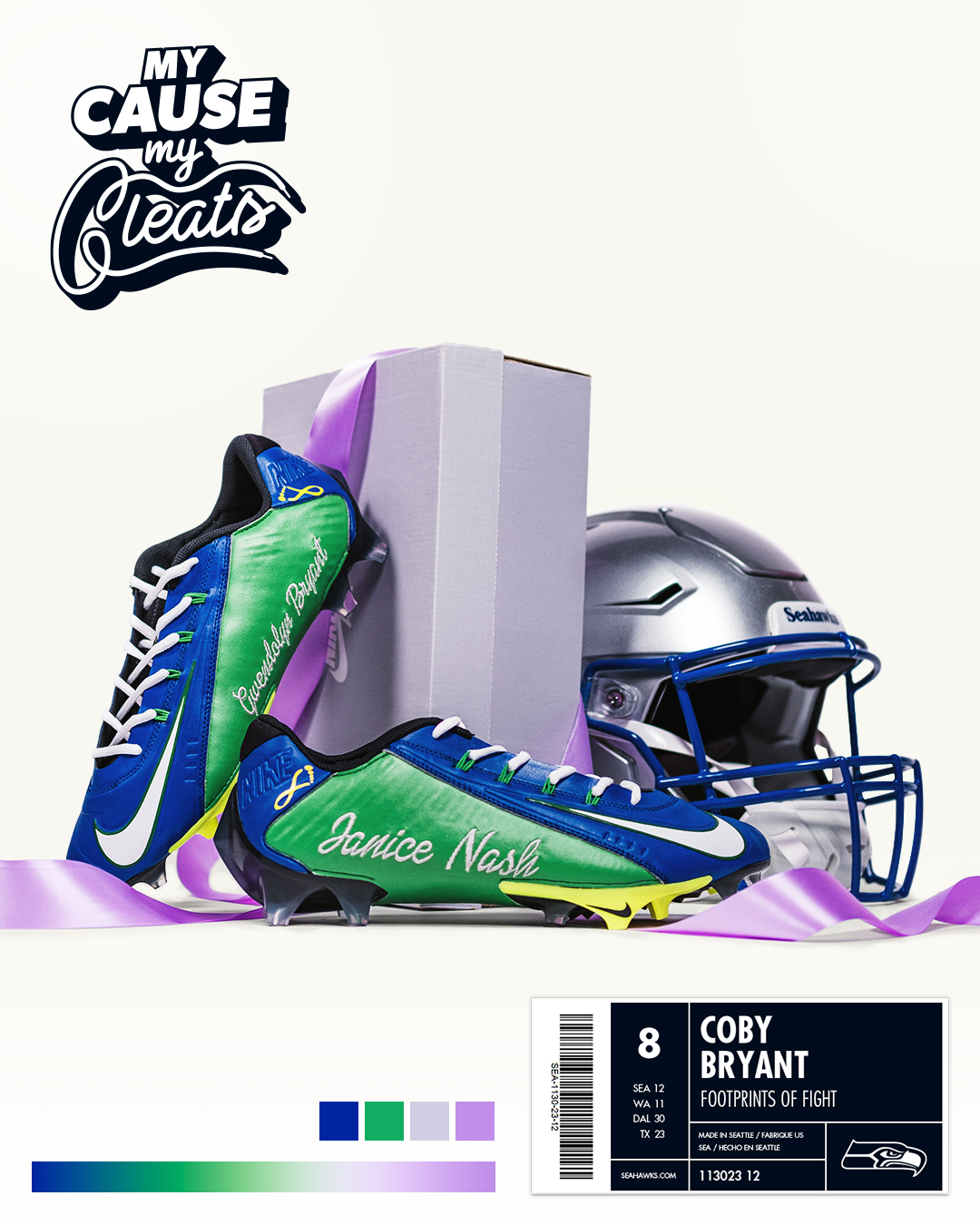 Seattle Seahawks on X Representing Footprints of Fight for MyCauseMyCleats. After watching both of his grandmothers battle with cancer Coby Bryant is raising awareness through his custom cleats. https...