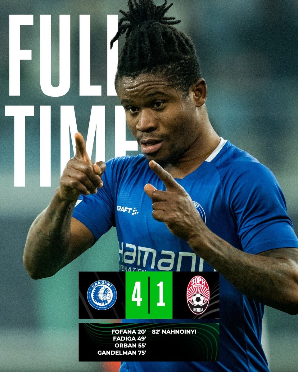 KAAGent's tweet photo. FT 4-1 I Voor het derde jaar op rij overwinteren we in Europa! π #GntLuh #UECL https://t.co/A1GDTRALPj