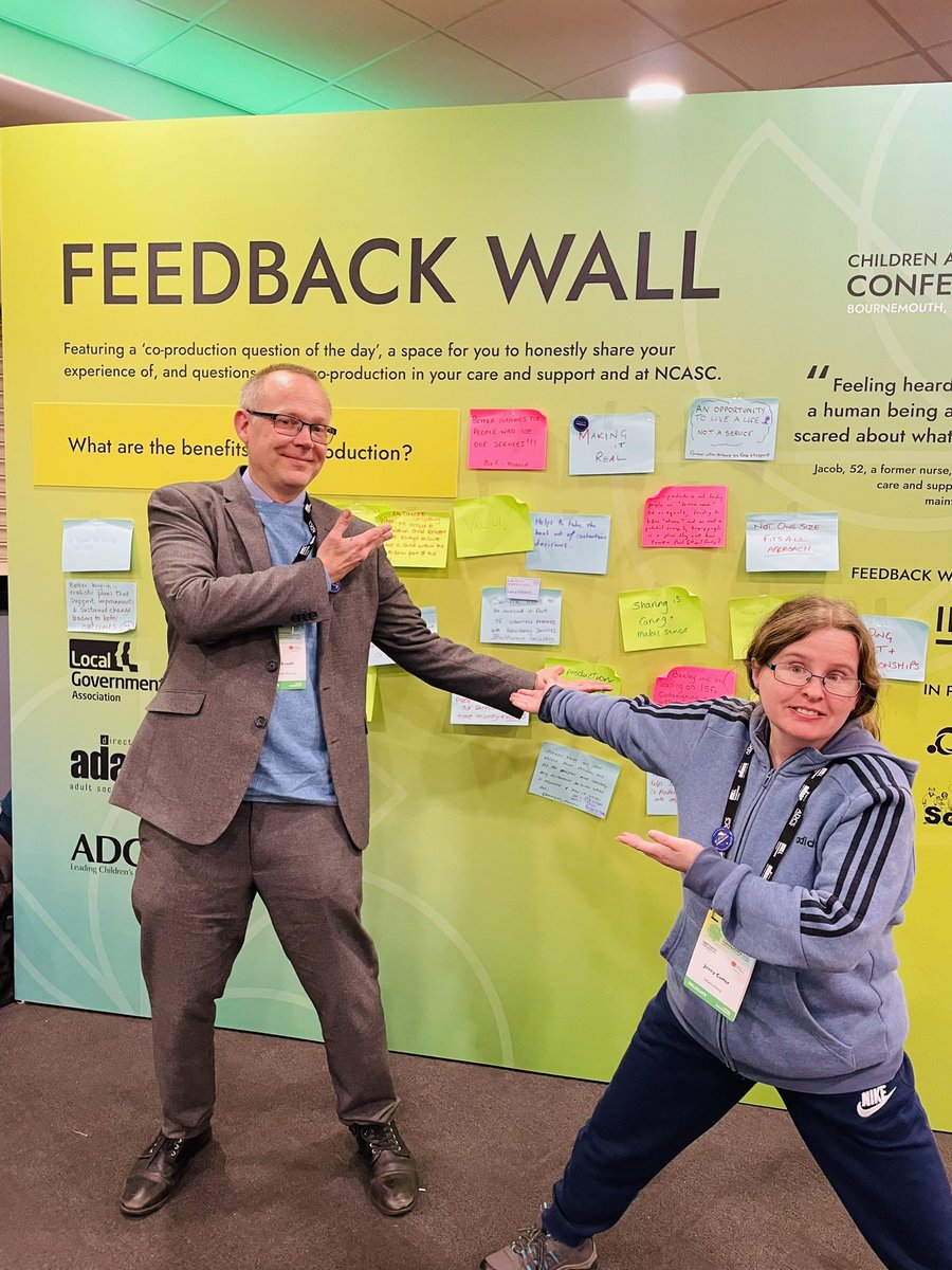 CoProKate's tweet image. What are the benefits of co-production? ‘Making it Real’ and ‘takes the heat out of contentious conversations’. Just some insights on the @IMPOWERconsult feedback wall manned by fun-loving @NCAG17 @carterjenny16 and @TLAP1 director @IanMcCreath at #NCASC23