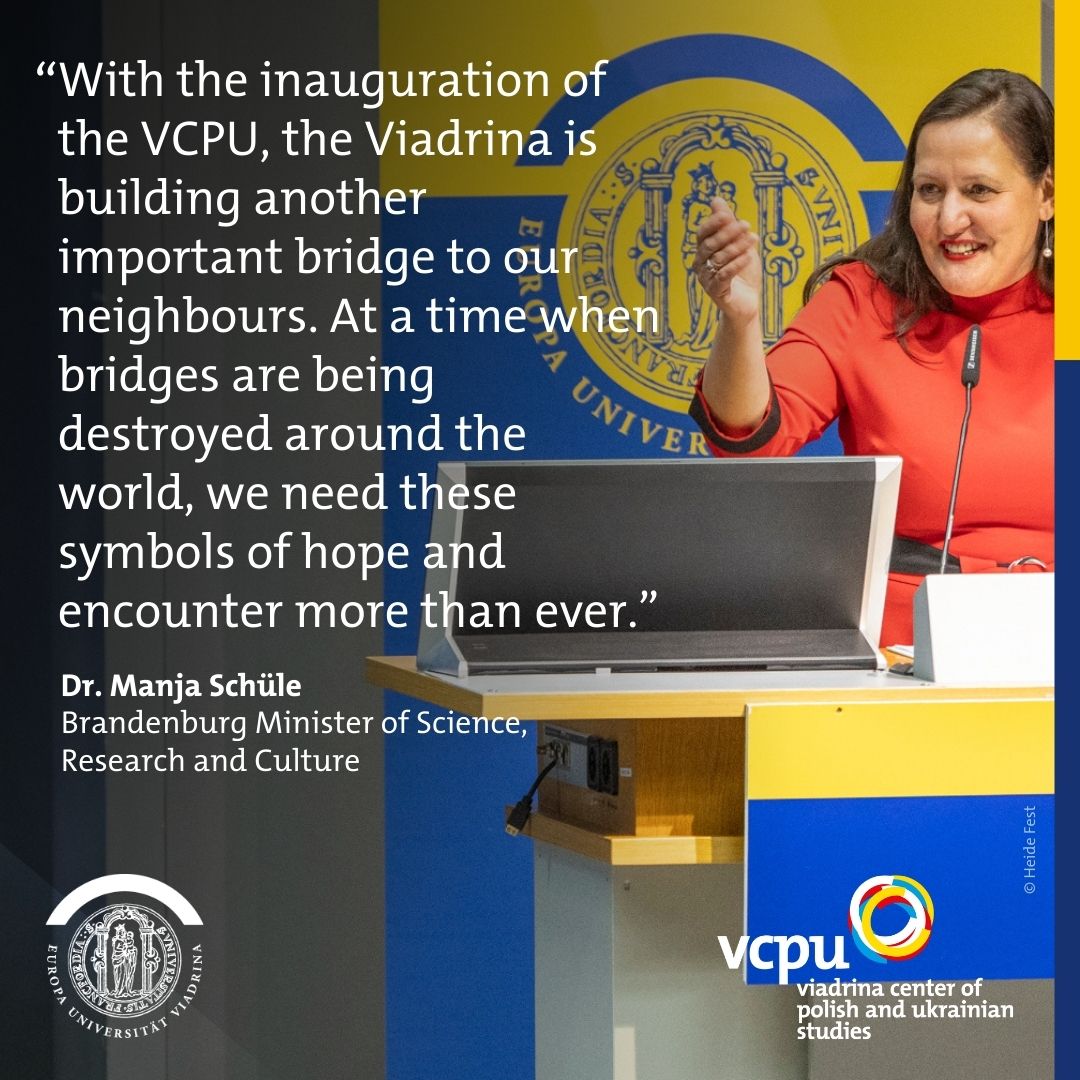 viadrina's tweet photo. Today, the #Viadrina Center of Polish and Ukrainian Studies (#VCPU) was officially opened. The transfer of knowledge about #Poland and #Ukraine underlines the special role of the Viadrina for the center. @dpawlos @mwfk @pol_int_org @UAM_Poznan @LeibnizGWZO @ZOiS_Berlin https://t.co/sRWhKTJYas