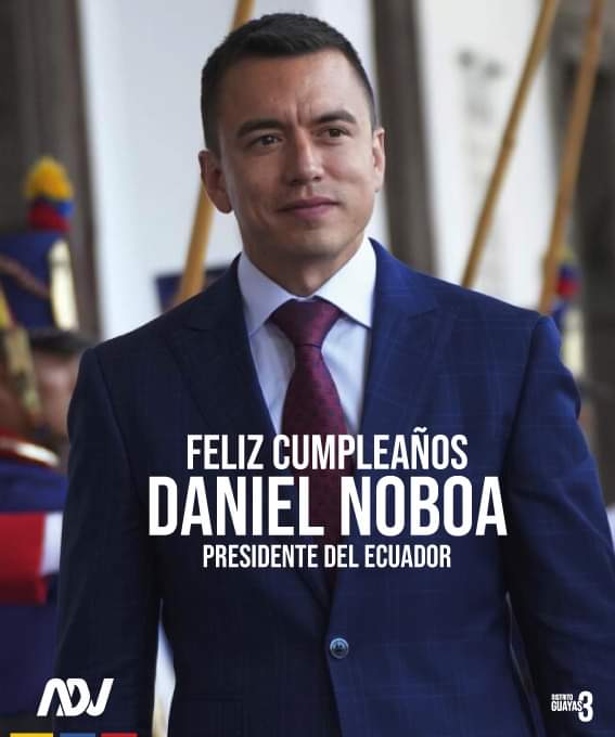 ADNGuayas's tweet photo. Saludamos a nuestro Presidente @DanielNoboaOk en su cumpleaños!

Felicidades #DanielNoboa!

#Ecuador #DanielNoboaPresidente #ADNGuayas #ADNEcuador https://t.co/CVKboEXr9R