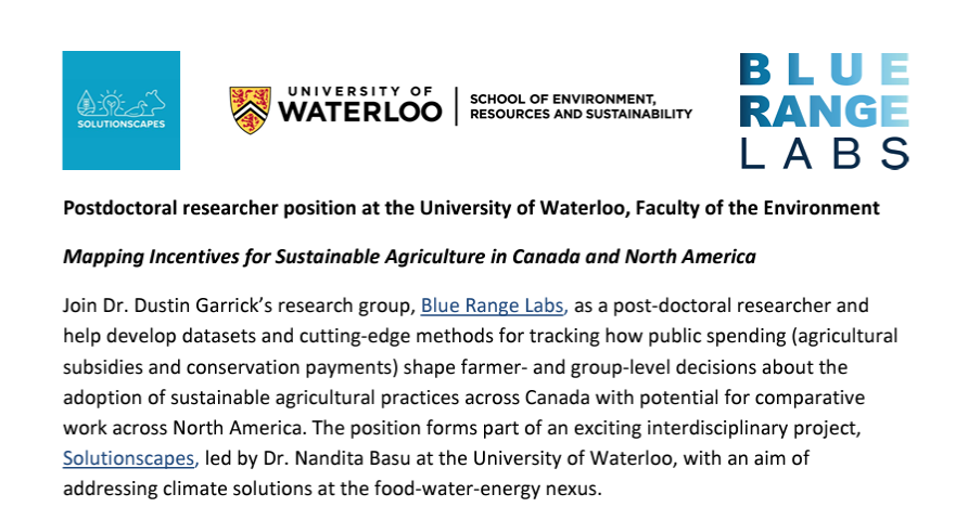 solutionscapes's tweet photo. Join Solutionscapes as a postdoc researcher! Help develop datasets and cutting-edge methods for tracking how public spending shape farmer- and group-level decisions about the adoption of sustainable agricultural practices. Learn more here: https://t.co/SDiLgFS9Yc https://t.co/EjinhCMDzW