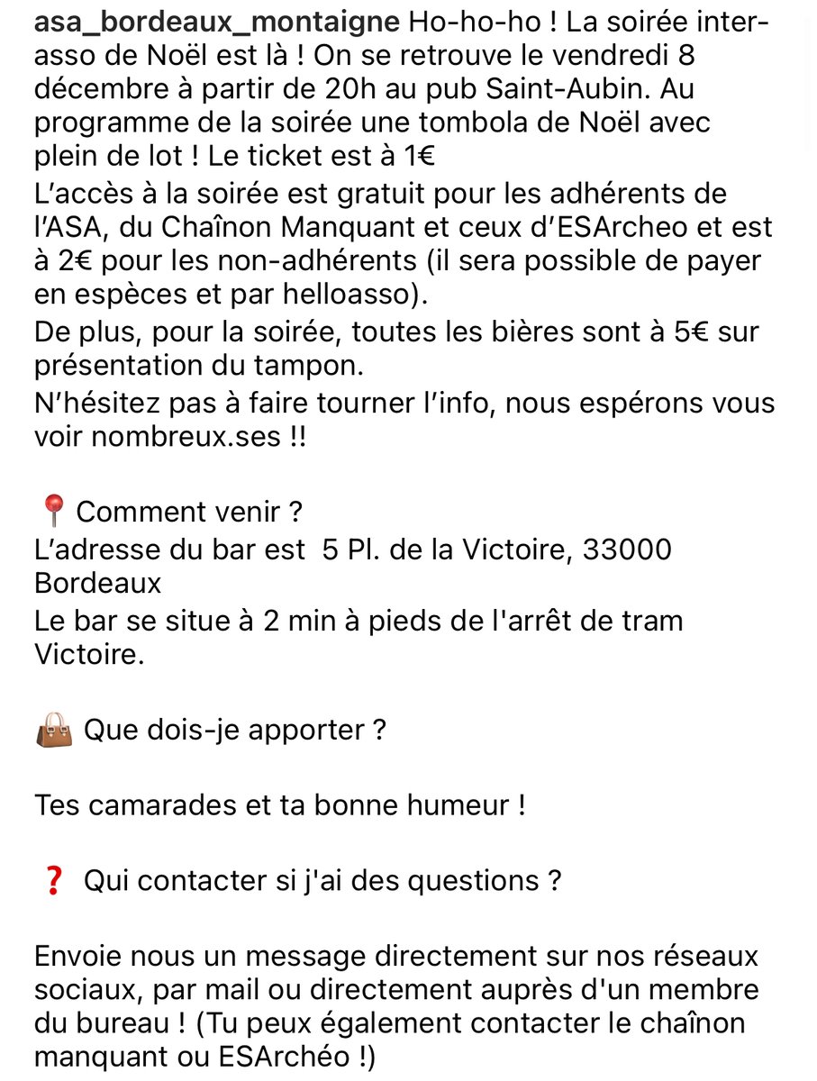 La soirée de Noël est là !🎄
Rdv au Pub Saint-Aubin, le 8 décembre, à partir de 20h!