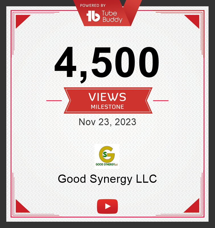 good_synergy's tweet photo. Congratulations to Good Synergy LLC for reaching the 4,500 Views Milestone! 🏆🏆🏆🏆 https://t.co/z5haRIz3gb