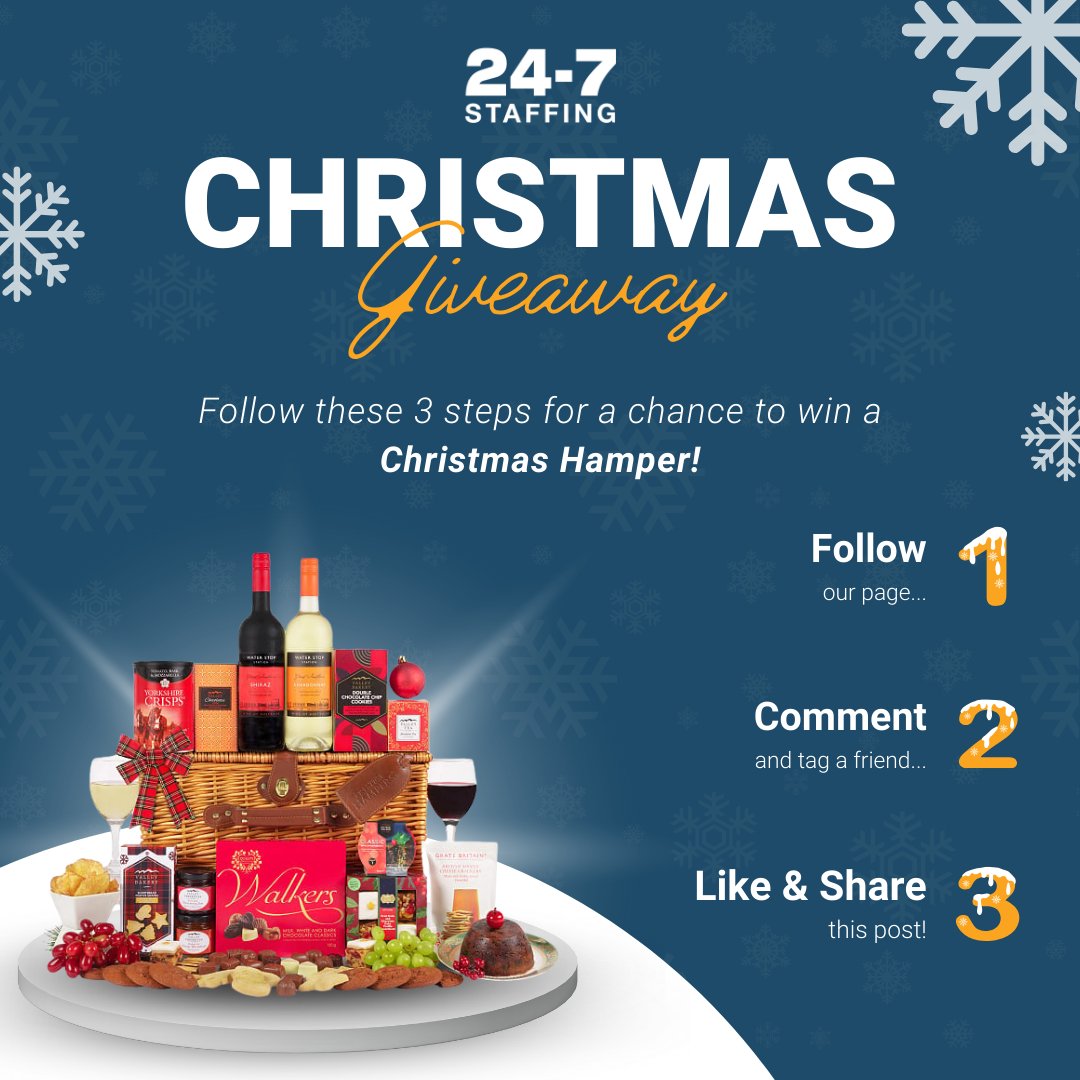 🎁🎄 'Tis the season of giving! 🎄🎁

This #247Christmas, we're spreading the holiday cheer by giving away an incredible  hamper filled with delicious treats to one lucky winner!

👉 For more info, please visit our website! Subject to T&amp;Cs.

🌐 24-7staffing.co.uk/christmas-hamp…

#giveaway