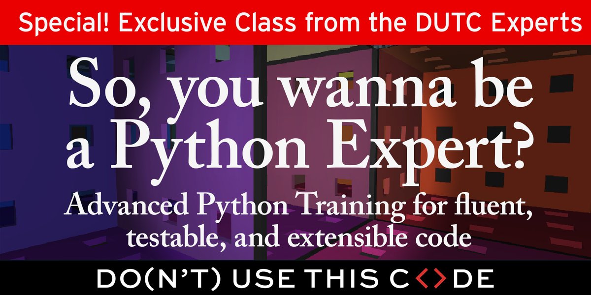 Master advanced #Python features. Engage in discussions and hands-on exercises with seasoned professionals. Uncover the power of Python’s iteration concepts.

µTraining: Become a Python Expert!

eventbrite.com/e/training-bec…