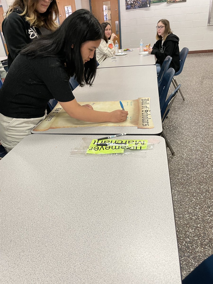 Today we celebrated our Principal’s List students with a pizza party and signing the Wall of Scholars 🖤❤️ <a href="/ActivitiesLMS/">Landstown MS Student Activitites</a>