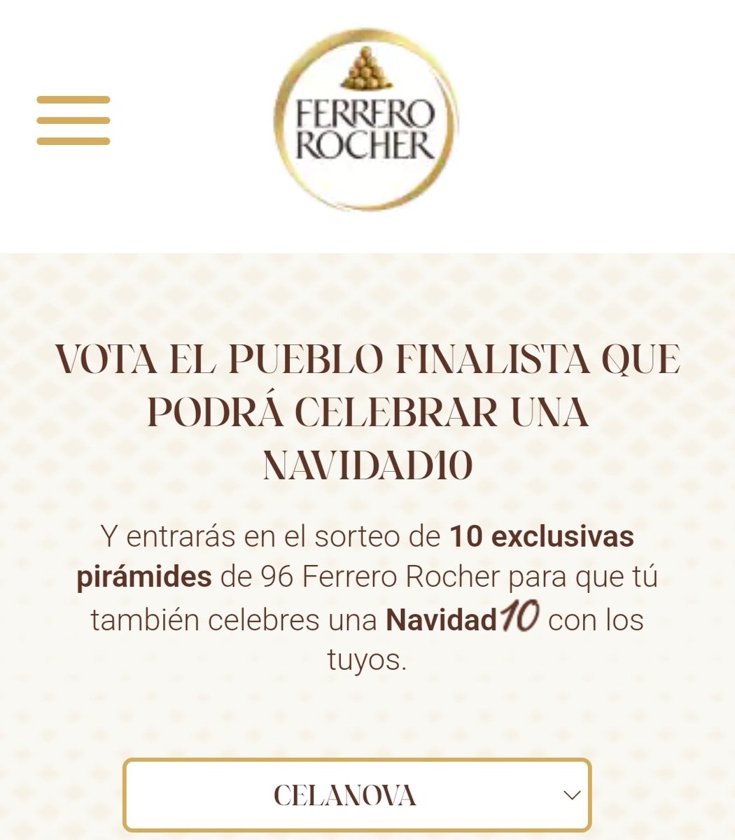 🚨 Os nosos veciños de Celanova chegaron a Final de Ferrero Rocher.

Nos xa votamos por eles, esperamos que ti tamén o fagas.
👇👇👇👇👇👇
ferrerorocher.com/es/es/xp/puebl…