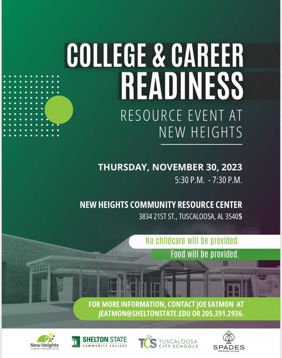 Don’t forget our College and Career Readiness event for TCS students, parents, and community members tonight!SPADES food truck will be on-site providing FREE food for participants. This is for high schoolers AND all ages of adults who are seeking a new or different career path!
