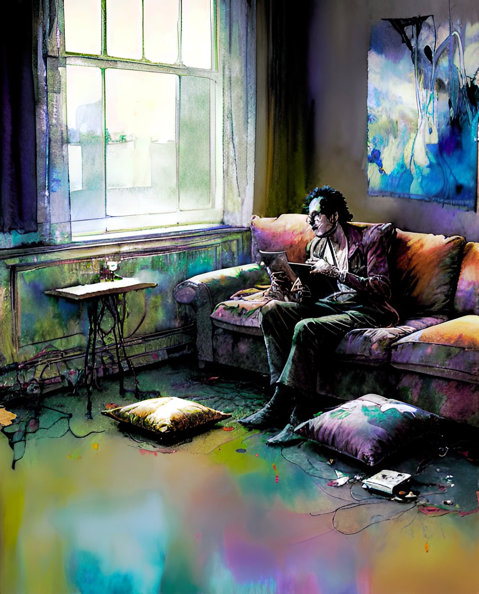 xalieri's tweet photo. A comfortable mess. Set 4, 2 of 3
#Hygge #PreOccupation #SomeplaceSofter #StainsAndDripsOkay #UseACoasterYouVisigoth #WeirdArt #PsychologicalLandscape #ImSureItMustMeanSomething
#DarkArts #DigitalArt #AIAssistedArt #AIArt #WomboDream #StableDiffusion https://t.co/QlRh9IqQml
