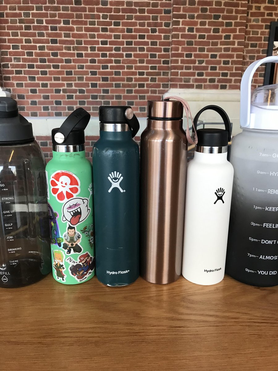 sbclibrary's tweet photo. Are you missing a water bottle?  We have amassed quite a collection in the library!  If any of these are familiar, come on over and ask for it at the front desk! https://t.co/x3CTFmMiji