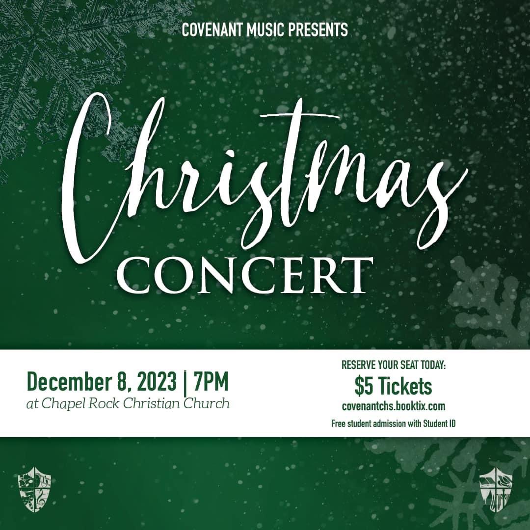 Tickets are now on sale for this year’s Christmas Concert! We are looking forward to a wonderful evening together. covenantchs.booktix.net #covenantfinearts