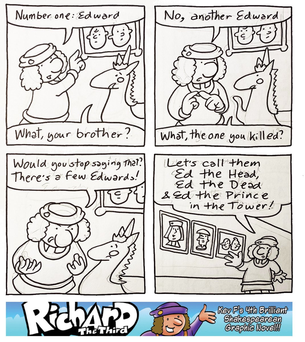 KevFComicArtist's tweet image. Today I have mostly been adding new pages to a book that's already published.

What? Oh, just you wait.

#RichardTheThird #workinprogress #again