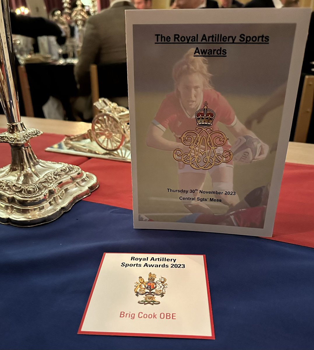 Tonight’s dinner is the Royal Artillery Sports Awards at Larkhill - brilliant talent from the Royal Regiment @royalartillery1 @Regt_Col_RA @ArmySportASCB @armyrugbyunion