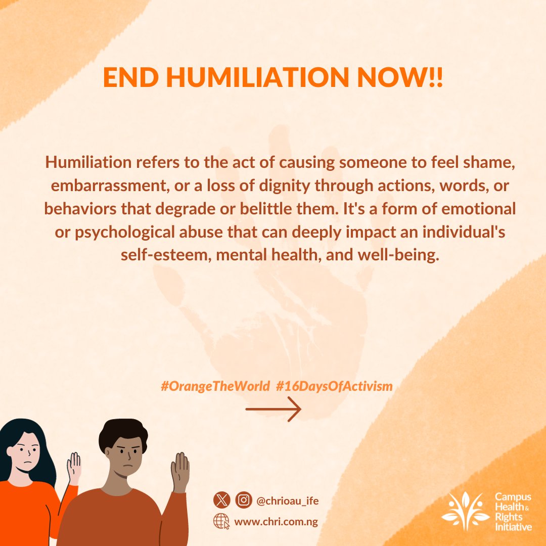 Chri_oauife's tweet photo. Words can bruise deeper than we know. Empowerment, education, and respect are not just ideals but safeguards against emotional wounds. Let's build a world where dignity thrives. #EndHumiliation #RespectForAll
#OrangeTheWorld https://t.co/eQoLgqlAFS