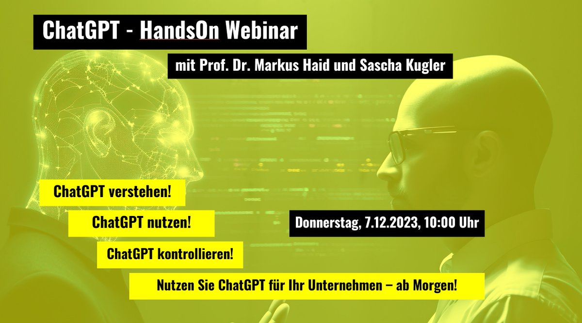 ✨Verpassen Sie nicht diese einzigartige Gelegenheit, von führenden Experten zu lernen und ChatGPT als mächtiges Werkzeug in Ihrem Unternehmen zu nutzen.
🔗 Melden Sie sich jetzt an: theyellowshoes.cloudsub.de/conference-acc…