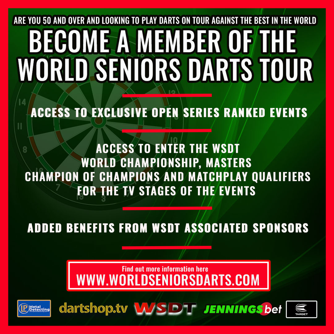 Dart players over 50... We want you 👉 The World Seniors Darts Tour is back, bigger and better for 2024! You can purchase a tour card for just £50, and test yourself against the best over 50's in the WSDT 🎯