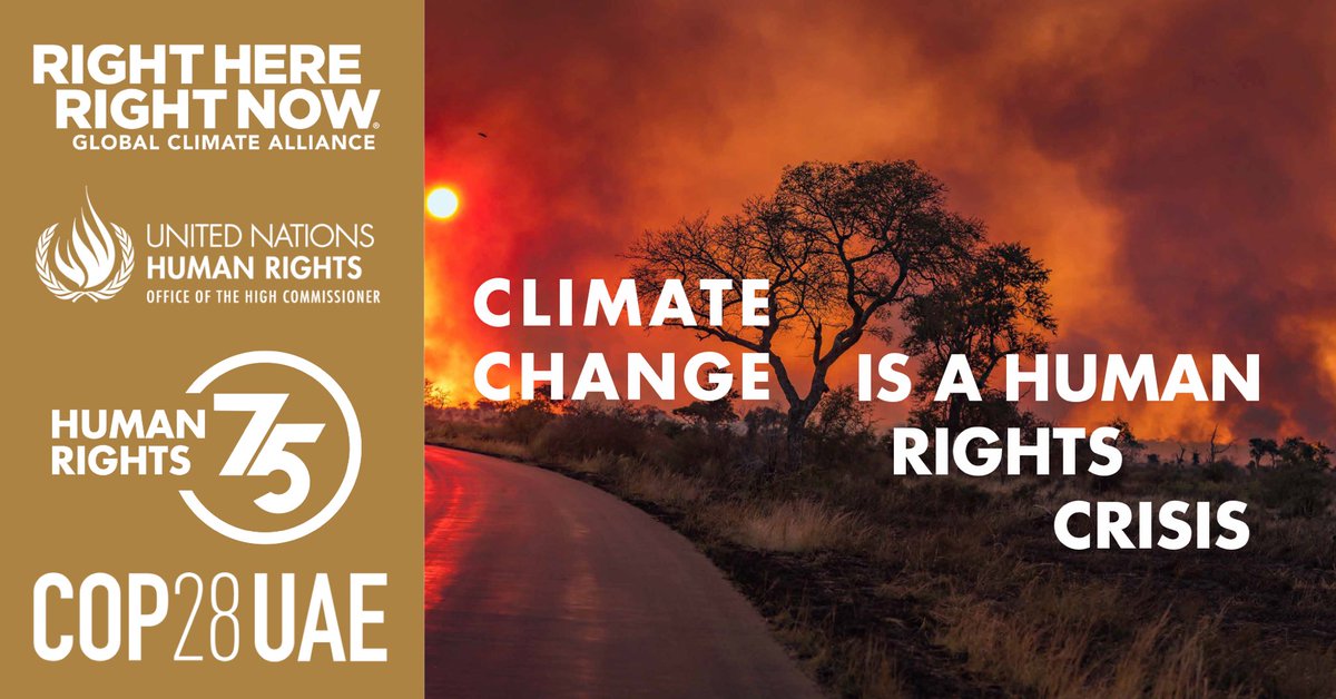 It's time to address #ClimateChange as the #HumanRights crisis it is. Join @rhrn_climate & global partner @UNHumanRights in calling for the UN Climate Change Conference @COP28_UAE to advance your right to a healthy environment. #HumanRights75