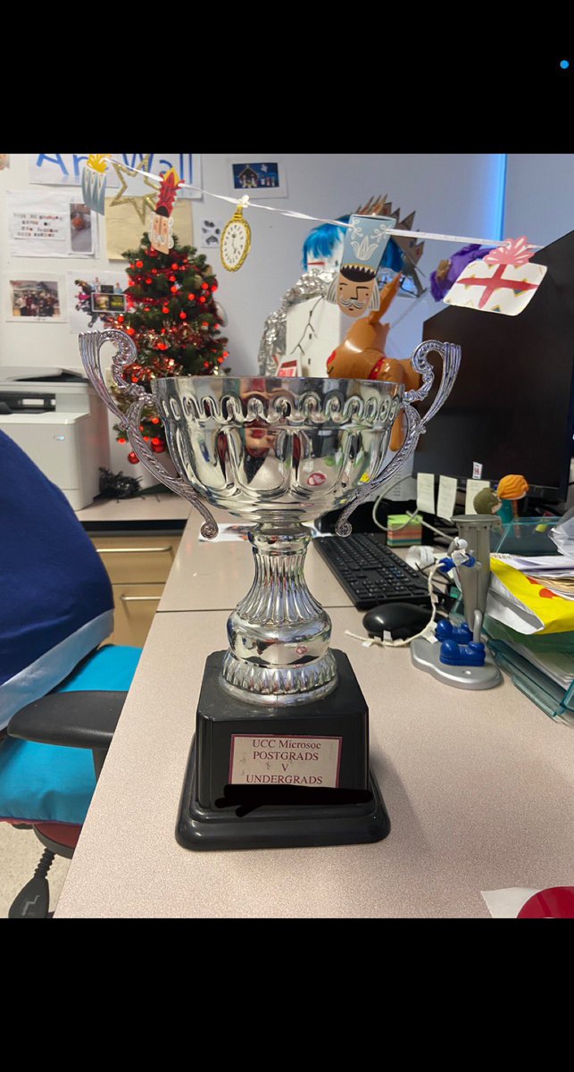 Tomorrow is the big day! Come down to the Mardyke at 3.30pm to see if staff or students will be taking this home in our annual SoM soccer match⚽️ This year we are raising money for the mental health charity Shine! Which you can donate to at this link idonate.ie/fundraiser/Sch…