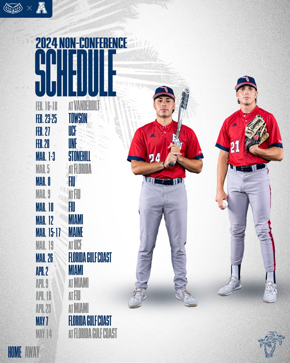 Florida Atlantic Baseball (@faubaseball) on Twitter photo The schedule is set... year 1⃣ in the <a href="/American_Conf/">The American</a> begins February 16! #WinningInParadise
Full release ➡️ bit.ly/47Derk3 The schedule is set... year 1⃣ in the <a href="/American_Conf/">The American</a> begins February 16! #WinningInParadise
Full release ➡️ bit.ly/47Derk3
