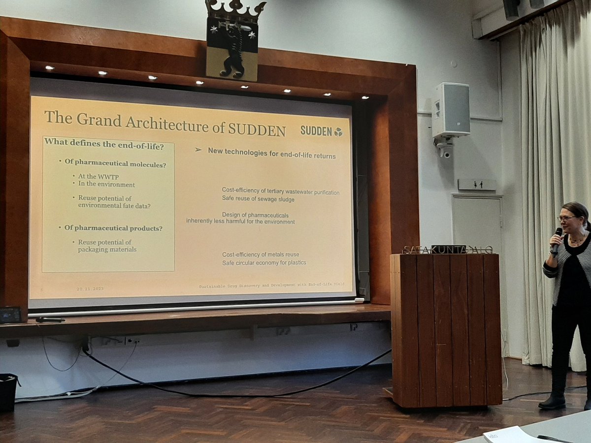 <a href="/TiinaSikanen/">Tiina Sikanen</a> <a href="/helsinkiuni/">University of Helsinki</a> muisteli eilen <a href="/SUDDENresearch/">SUDDEN</a> tutkimusta: lääkemolekyylien kehitystä, kustannustehokasta jätevesien puhdistusta lääkeaineista, yhdyskuntajätevesi- lietteiden lääkeaineiden jäämiä ja ravinnehyödyntämistä ja pakkausmateriaalien #kiertotalous 'ratkaisuja.