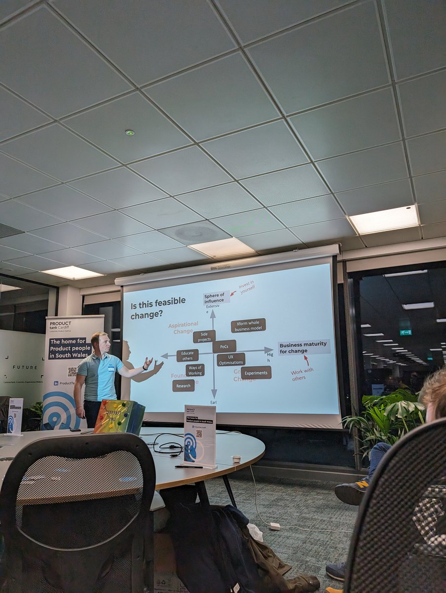LBradshaw28's tweet photo. Good to get back into meetups (and to see them in my new home, Cardiff). Thanks to @ProductTankCDF. Loved the focus on real human chat. Over-optimism, failure and the lessons it teaches you, assumptions as a hostage to change and more. https://t.co/MBymQ3FXEd