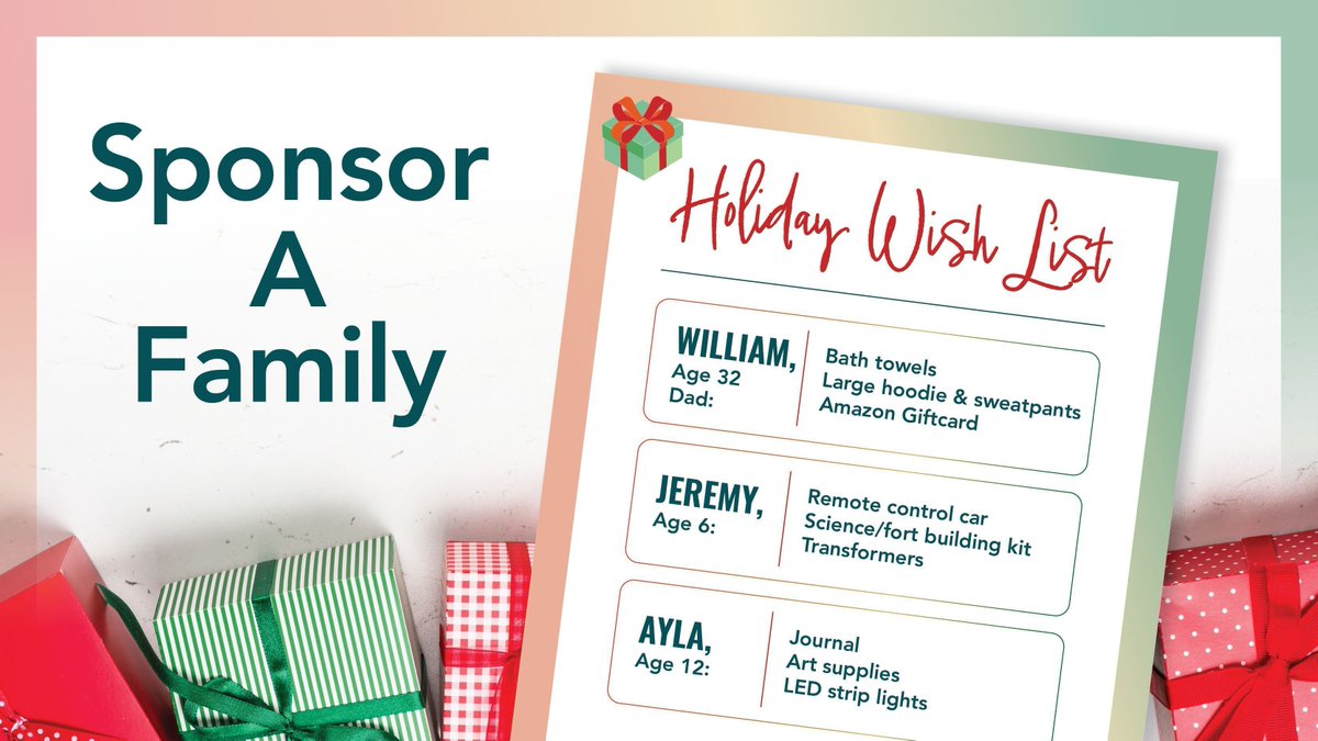 Time is running out to sponsor a family like William's! 🎁 You can make holiday memories possibly by visiting bit.ly/3tzxQ6E to select a wish list from our new, easy to use platform. Shop for the gifts 🛍️ and drop off by December 11th. #OaksHoliday2023