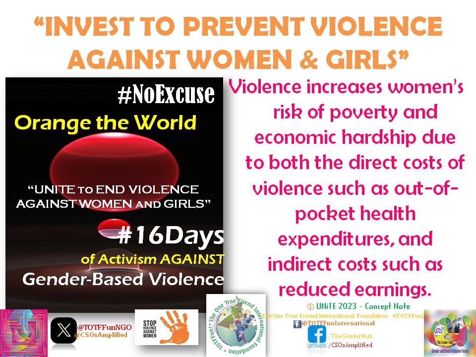 TOTFFunNGO's tweet photo. It is important for countries to be very clear about how they're integrating #GBV prevention across different sectors, including education, health, economic development and social protection. 👭🚺♿

#NoExcuse
#OrangeTheWorld

🔥 #SpotifyWrapped " #ExitPolls " Manchester United https://t.co/2Ncj7xprr3
