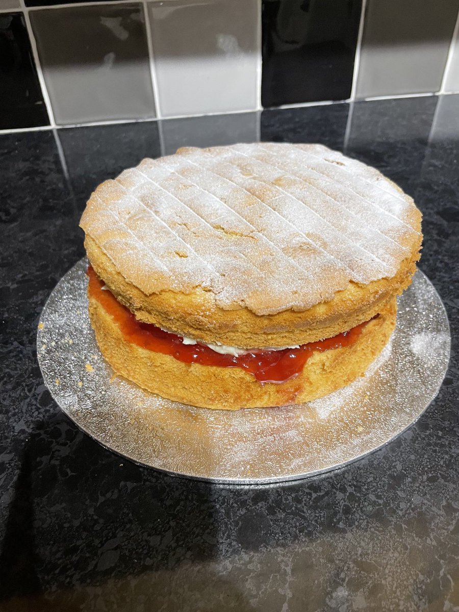 My contribution to Fika Friday ⁦<a href="/ManjeetShehmar/">Manjeet Shehmar</a>⁩ ⁦<a href="/WalsallHcareNHS/">Walsall Healthcare</a>⁩                   Victoria Sponge as ordered. Just need to get it there now!
