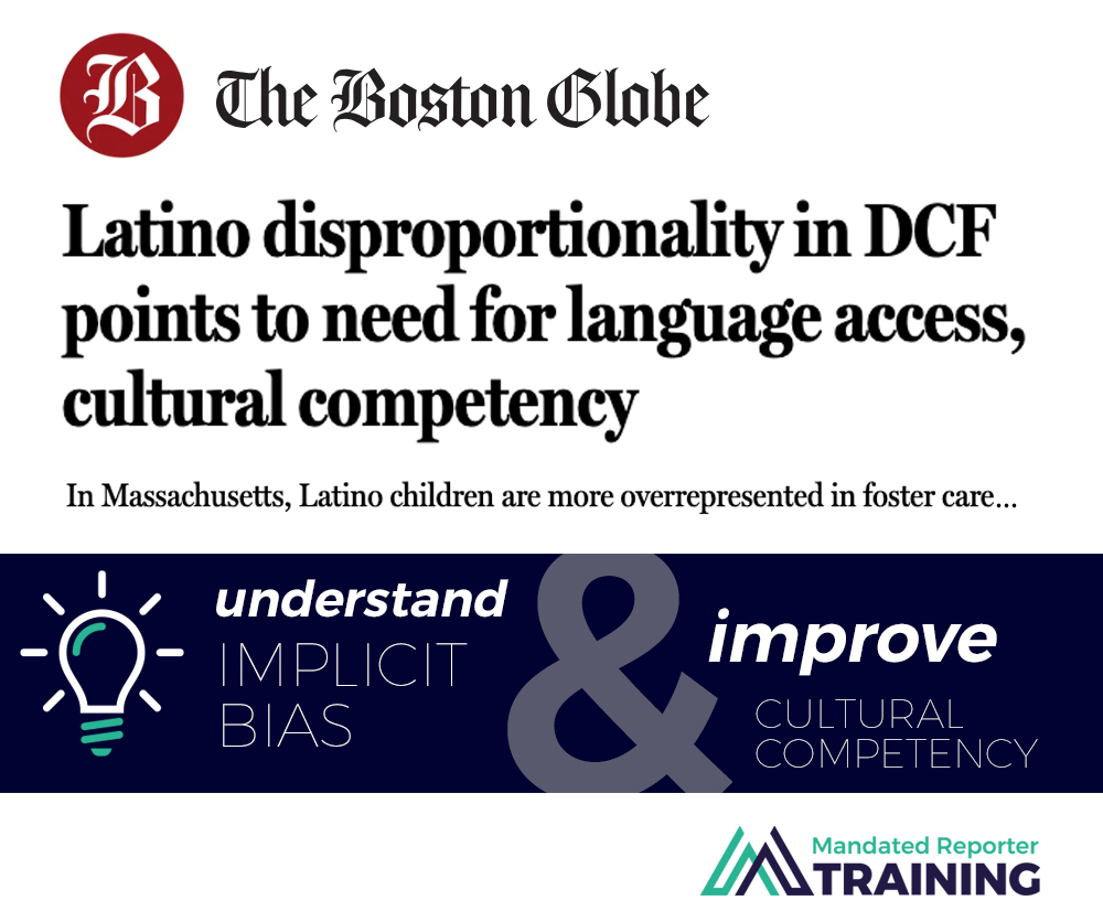 AbuseTraining's tweet image. The @bostonglobe explores disproportionality in mandated reporting by highlighting the MA Dept of Children and Families (MADCF), which is working to eliminate implicit bias and create more cultural competency through its mandated reporter training platform ow.ly/Vg2x50Qe8ke