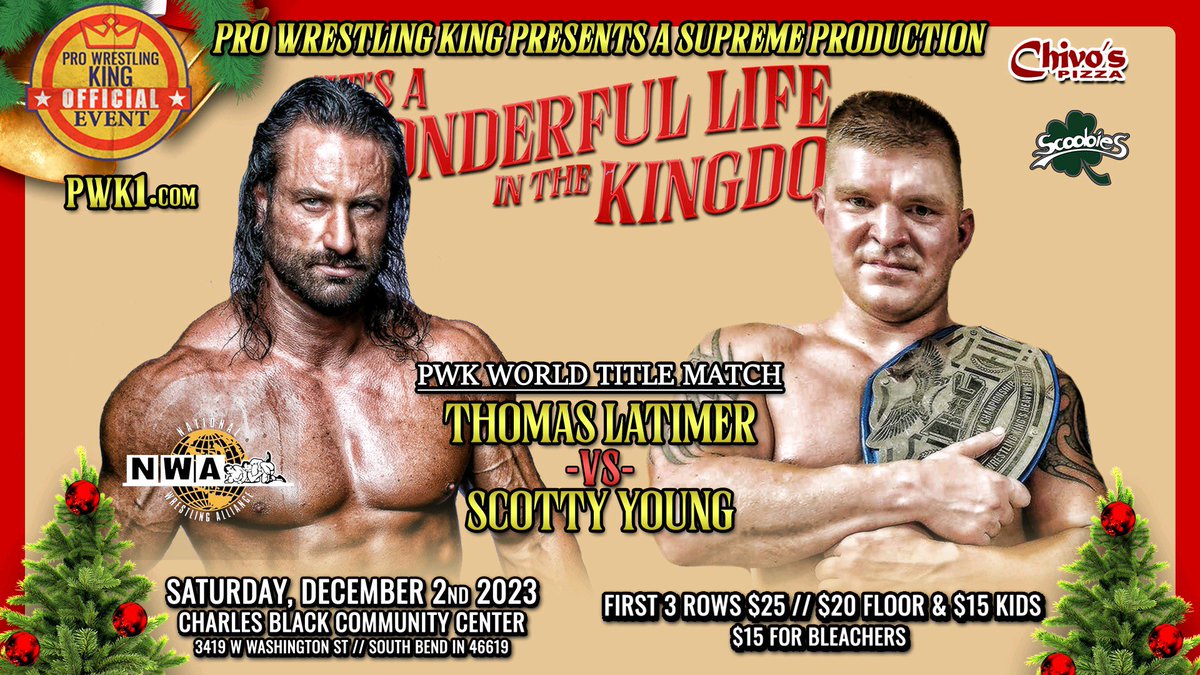 Thomas_Latimer_'s tweet photo. Saturday - Dec 2nd - Indiana 
@ProWKing1  🤼‍♀️ 

3419 W Washington St 📍 
South Bend, IN 46619
🚪6pm - 🛎️ 7pm 

https://t.co/RW5AZqfwaq https://t.co/8yd1ysYvE4