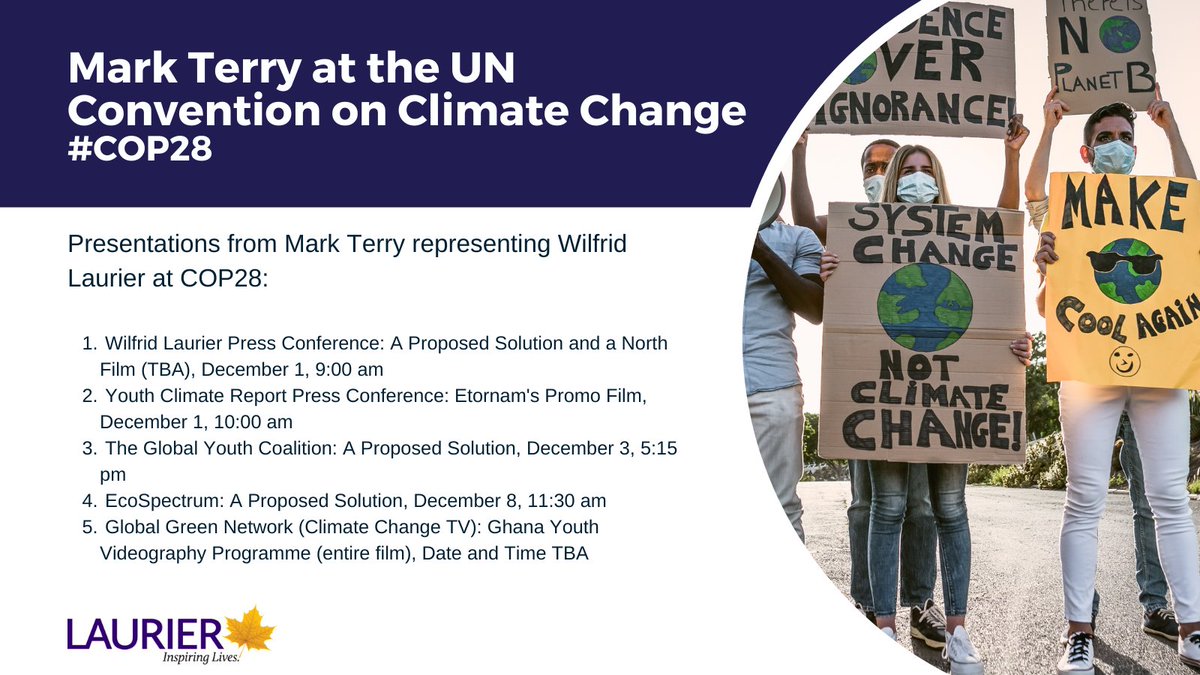 UNESCO Chair, FBSS (@unescochairfbss) on Twitter photo Starting tomorrow, stay tuned for presentations by Mark Terry, <a href="/Laurier/">Wilfrid Laurier University</a> representative, documentary filmmaker and film professor, at this years UN Convention on Climate Change
#COP28 #COP28UAE #ClimateAction Starting tomorrow, stay tuned for presentations by Mark Terry, <a href="/Laurier/">Wilfrid Laurier University</a> representative, documentary filmmaker and film professor, at this years UN Convention on Climate Change
#COP28 #COP28UAE #ClimateAction