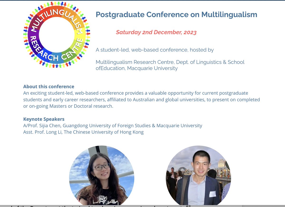 Supporting #early #postgraduate #PhD #researchers on #multilingualism. Come join us tomorrow 2 Dec for an exciting day of #networking #sharing #learning with colleagues! @MQLinguistics @MQEducation @Macquarie_Uni multilingualsydney.org/schedule